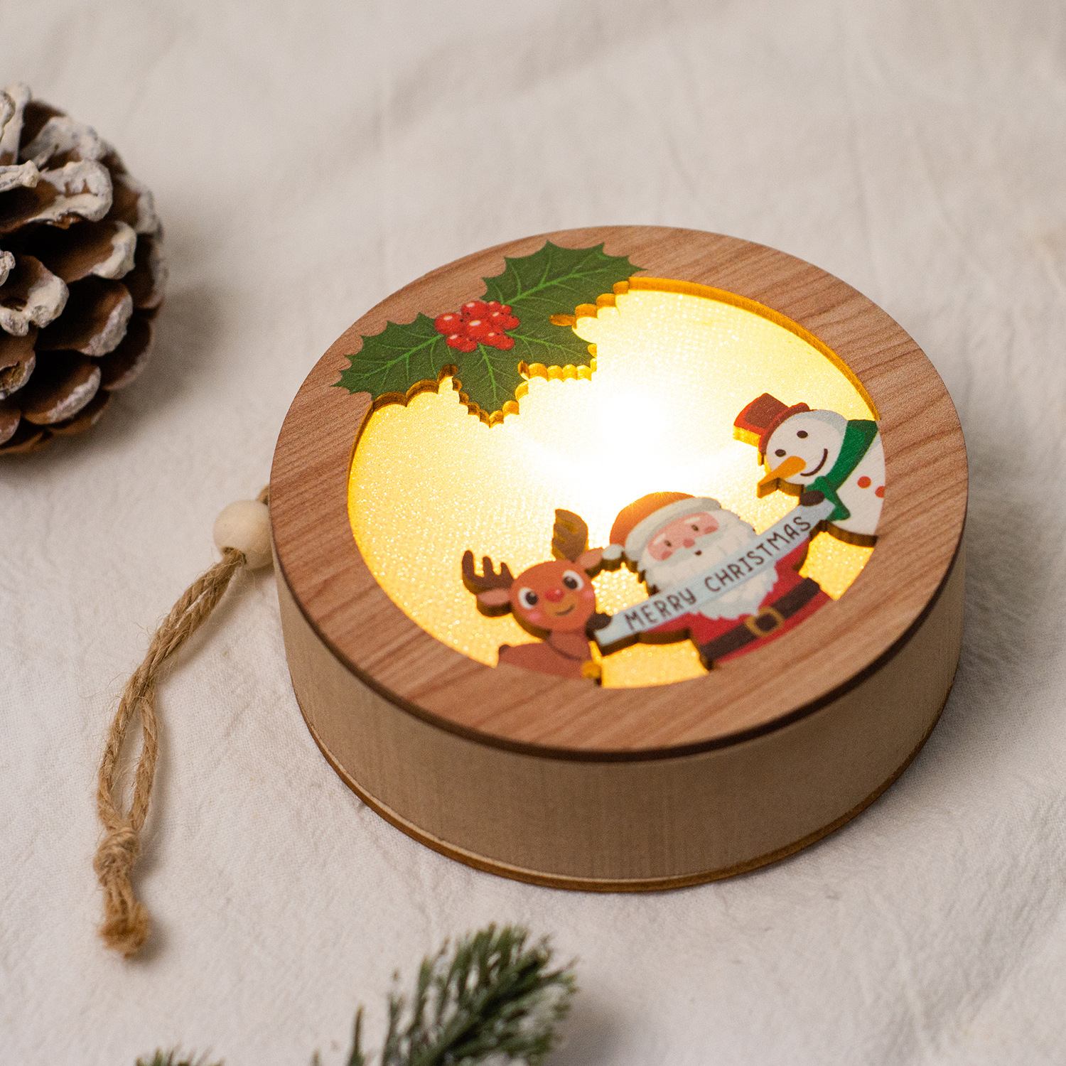 【11/4~12/31聖誕商品B2B優惠】家居生活雜貨舖 聖誕發光木質小掛燈 D款