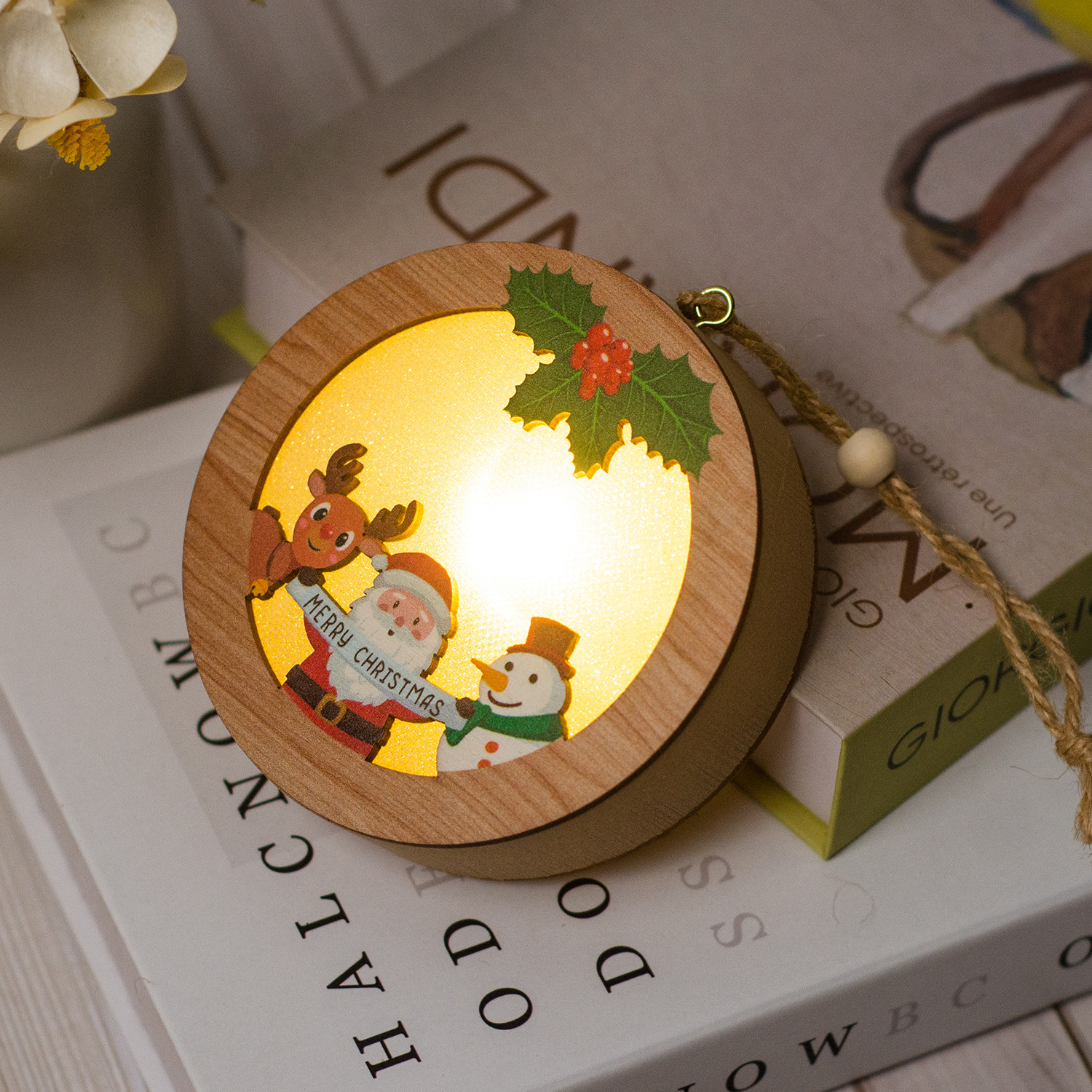 【11/4~12/31聖誕商品B2B優惠】家居生活雜貨舖 聖誕發光木質小掛燈 D款
