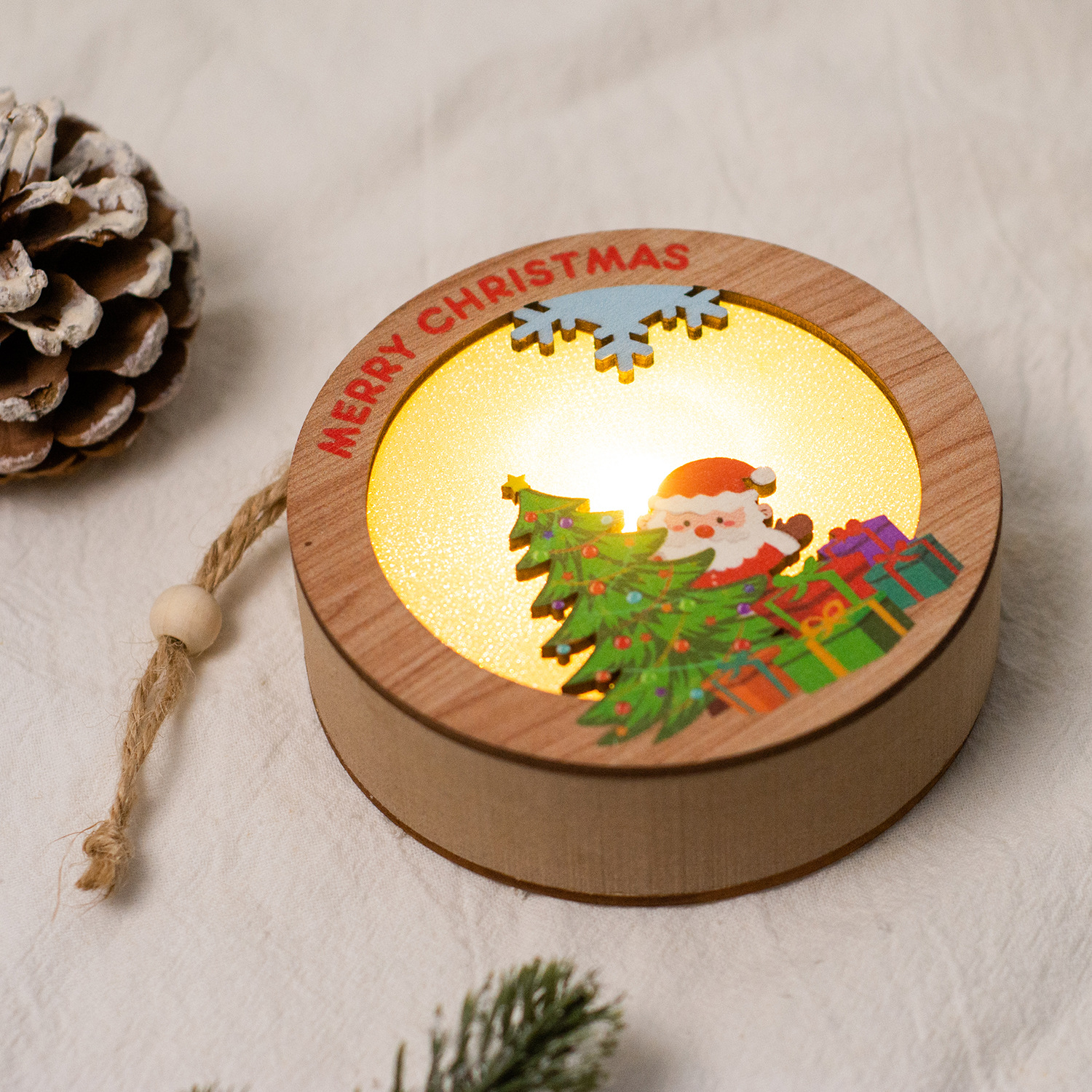 【11/4~12/31聖誕商品B2B優惠】家居生活雜貨舖 聖誕發光木質小掛燈 F款