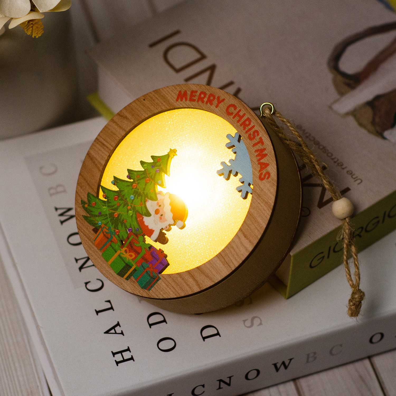 【11/4~12/31聖誕商品B2B優惠】家居生活雜貨舖 聖誕發光木質小掛燈 F款