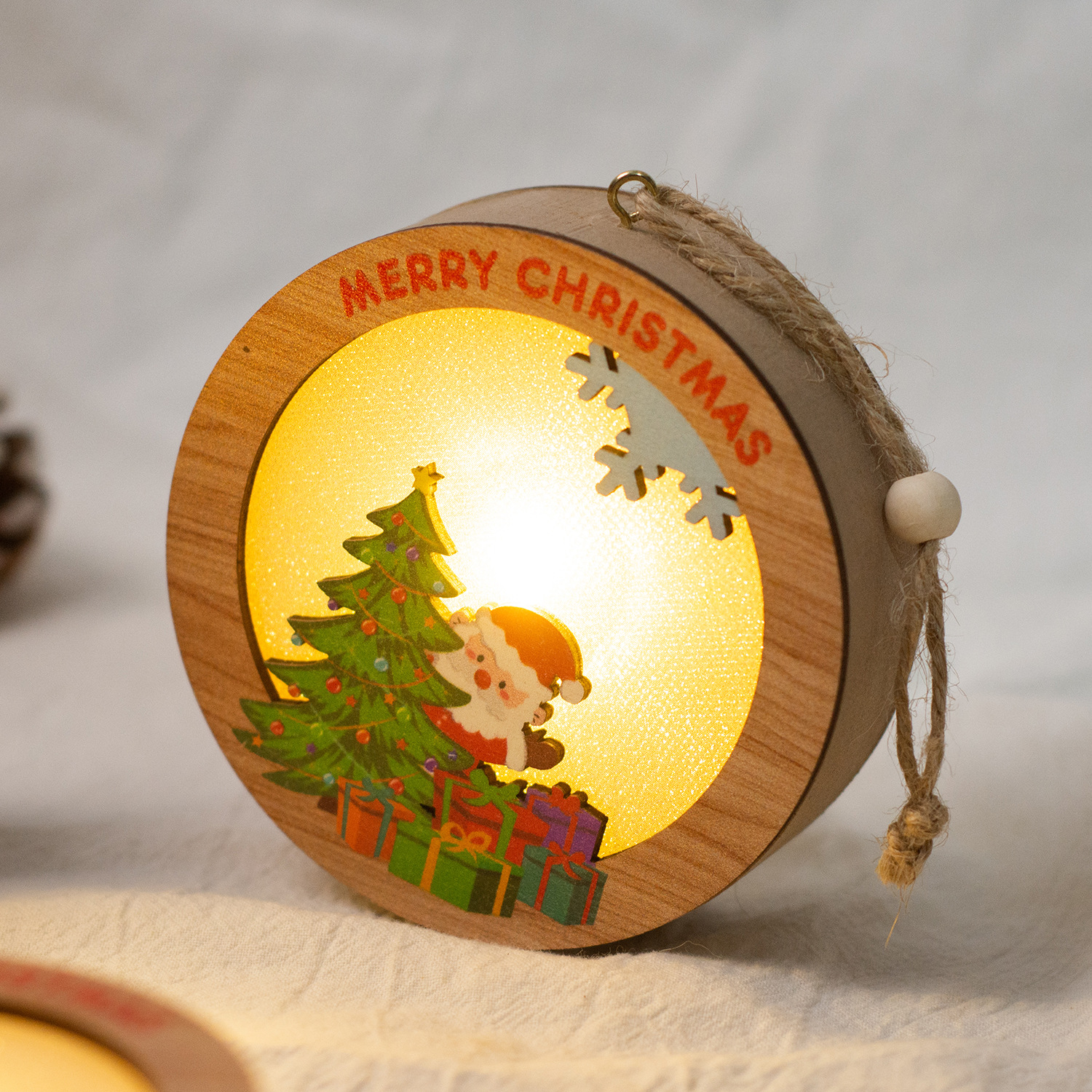 【11/4~12/31聖誕商品B2B優惠】家居生活雜貨舖 聖誕發光木質小掛燈 F款