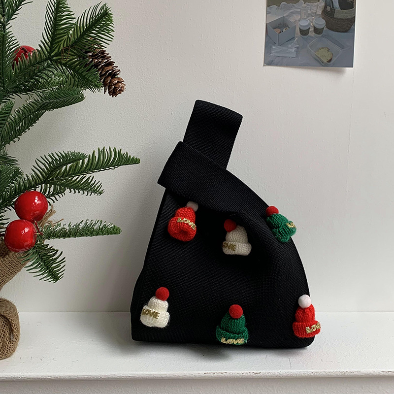 【11/4~12/31聖誕商品B2B優惠】創意小物館 聖誕立體針織毛線袋 黑色