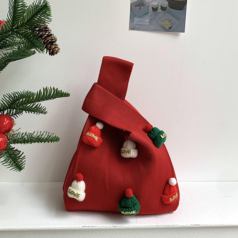 【11/4~12/31聖誕商品B2B優惠】創意小物館 聖誕立體針織毛線袋 紅色