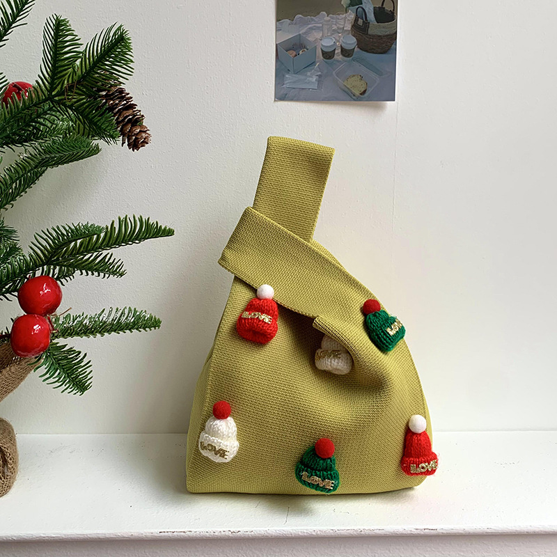 【11/4~12/31聖誕商品B2B優惠】創意小物館 聖誕立體針織毛線袋 薑黃