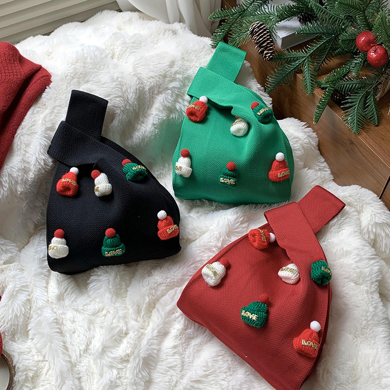 【11/4~12/31聖誕商品B2B優惠】創意小物館 聖誕立體針織毛線袋 孔雀藍