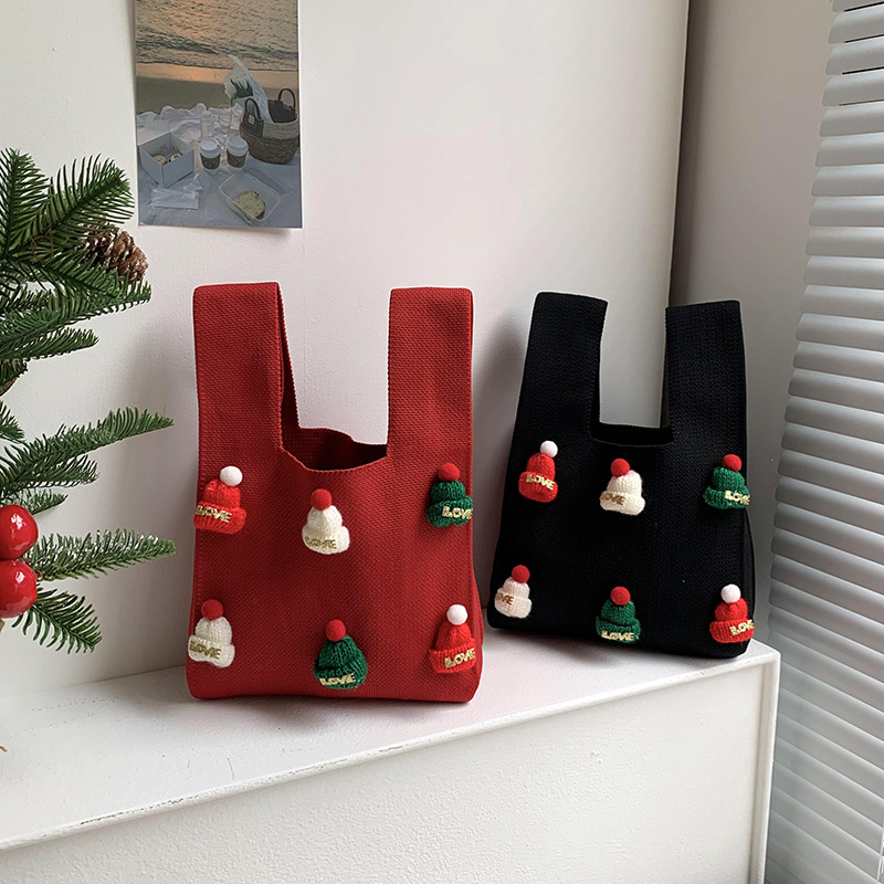 【11/4~12/31聖誕商品B2B優惠】創意小物館 聖誕立體針織毛線袋 孔雀藍