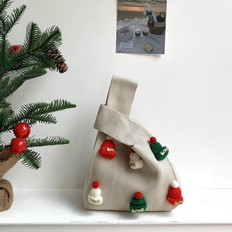 【11/4~12/31聖誕商品B2B優惠】創意小物館 聖誕立體針織毛線袋 米灰色