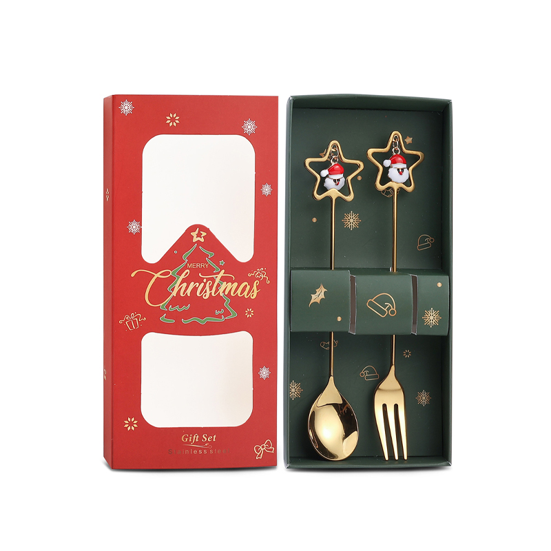 【11/4~12/31聖誕商品B2B優惠】家居生活雜貨舖 聖誕圓環吊墜叉勺禮盒組 (2入) 星形-聖誕老人