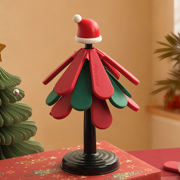 【11/4~12/31聖誕商品B2B優惠】家居生活雜貨舖 聖誕樹矽膠隔熱墊 圓底-聖誕帽