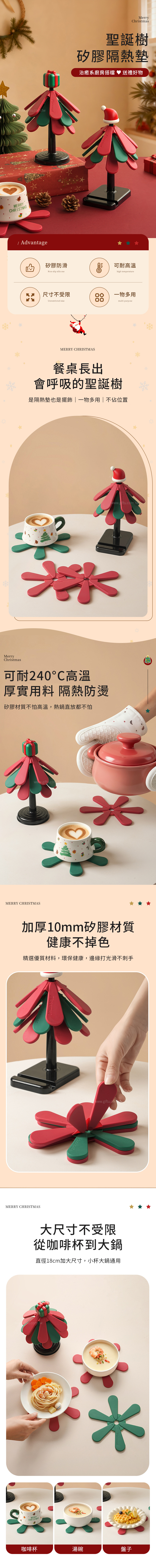 【11/4~12/31聖誕商品B2B優惠】家居生活雜貨舖 聖誕樹矽膠隔熱墊 圓底-聖誕帽