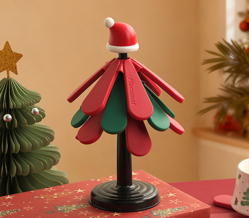 【11/4~12/31聖誕商品B2B優惠】家居生活雜貨舖 聖誕樹矽膠隔熱墊 圓底-聖誕帽