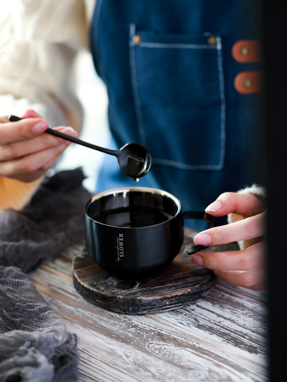 【11/3~12/31秋季85折優惠】家居生活雜貨舖 質感黑疊疊咖啡杯 C款