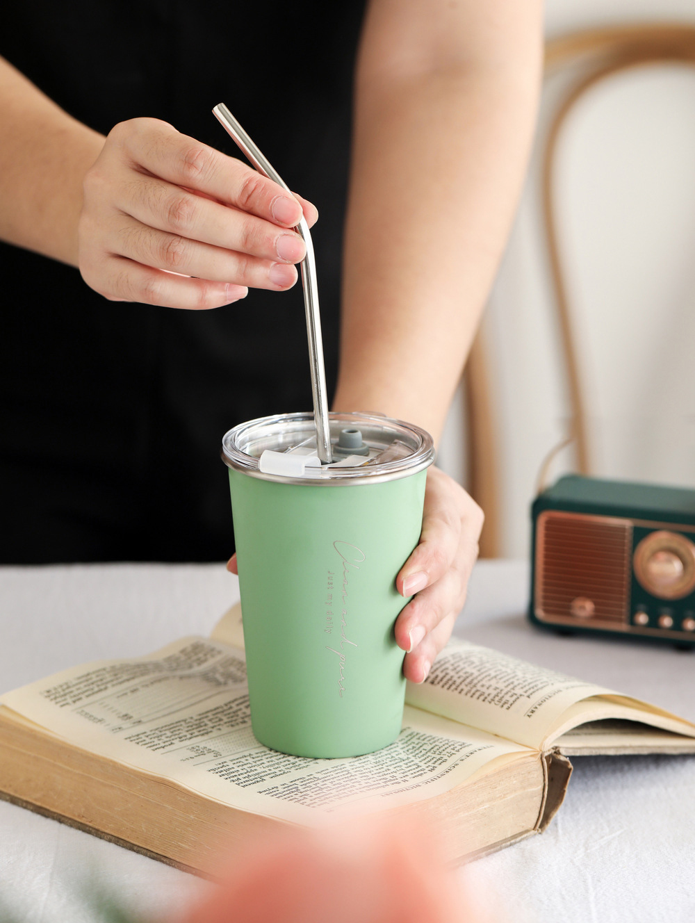 【11/4~12/31聖誕商品B2B優惠】家居生活雜貨舖 pure系列不鏽鋼隨行杯 綠色