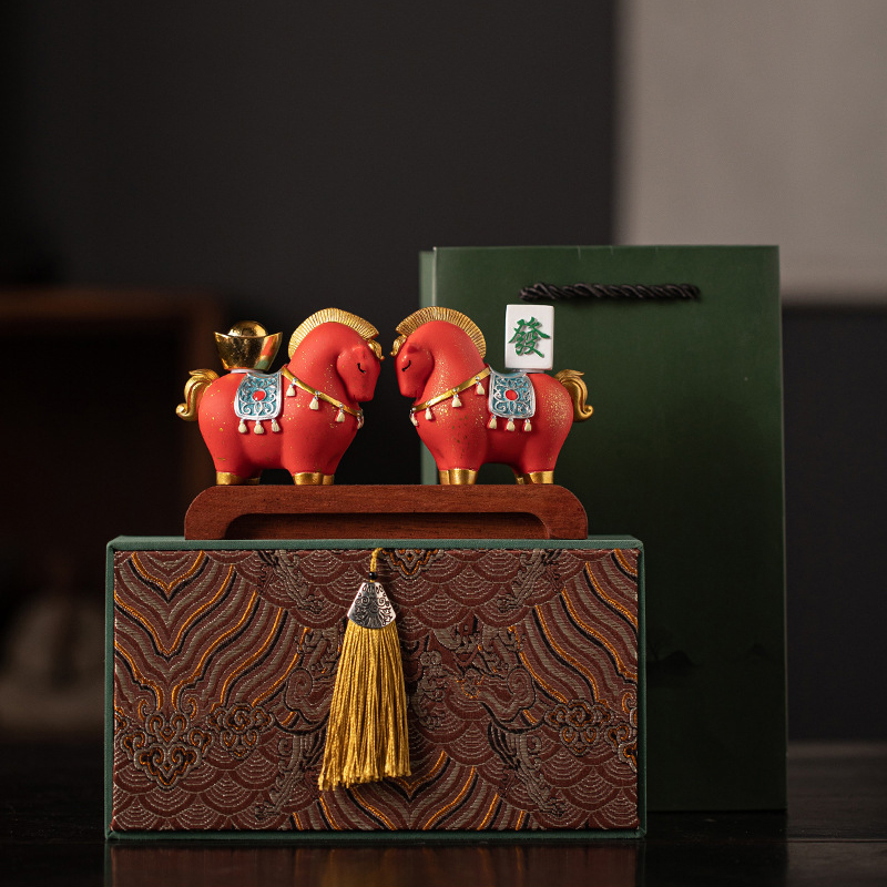 【11/3~12/31冬季85折優惠】家居生活雜貨舖 馬到成功招財擺飾禮盒 紅色-(馬上元寶+馬上發財)