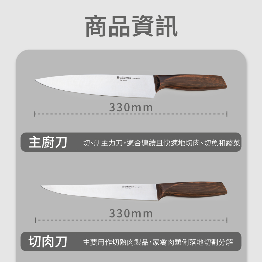 德國 Buderus 原生態系列/ 磁吸廚刀六件組-年輪款