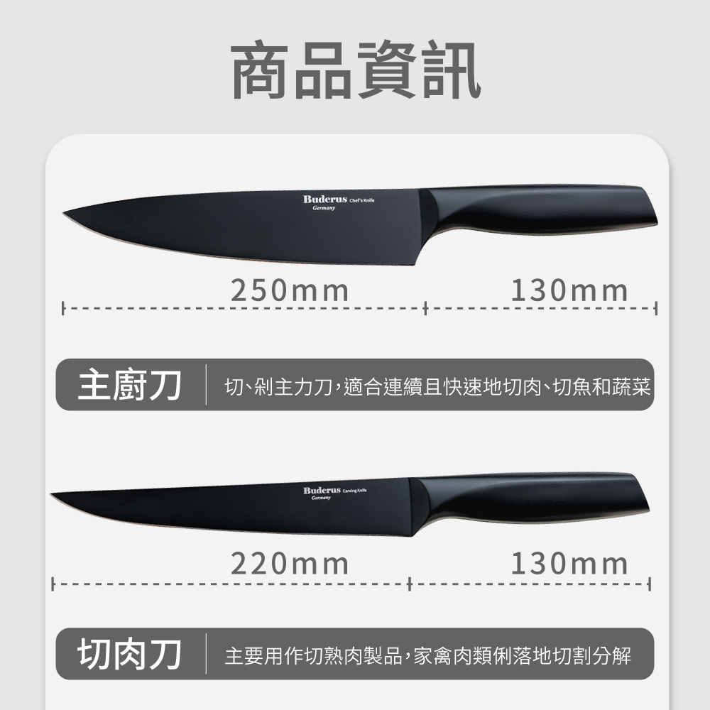 德國 Buderus 原生態系列/ 磁吸廚刀六件組-方板款