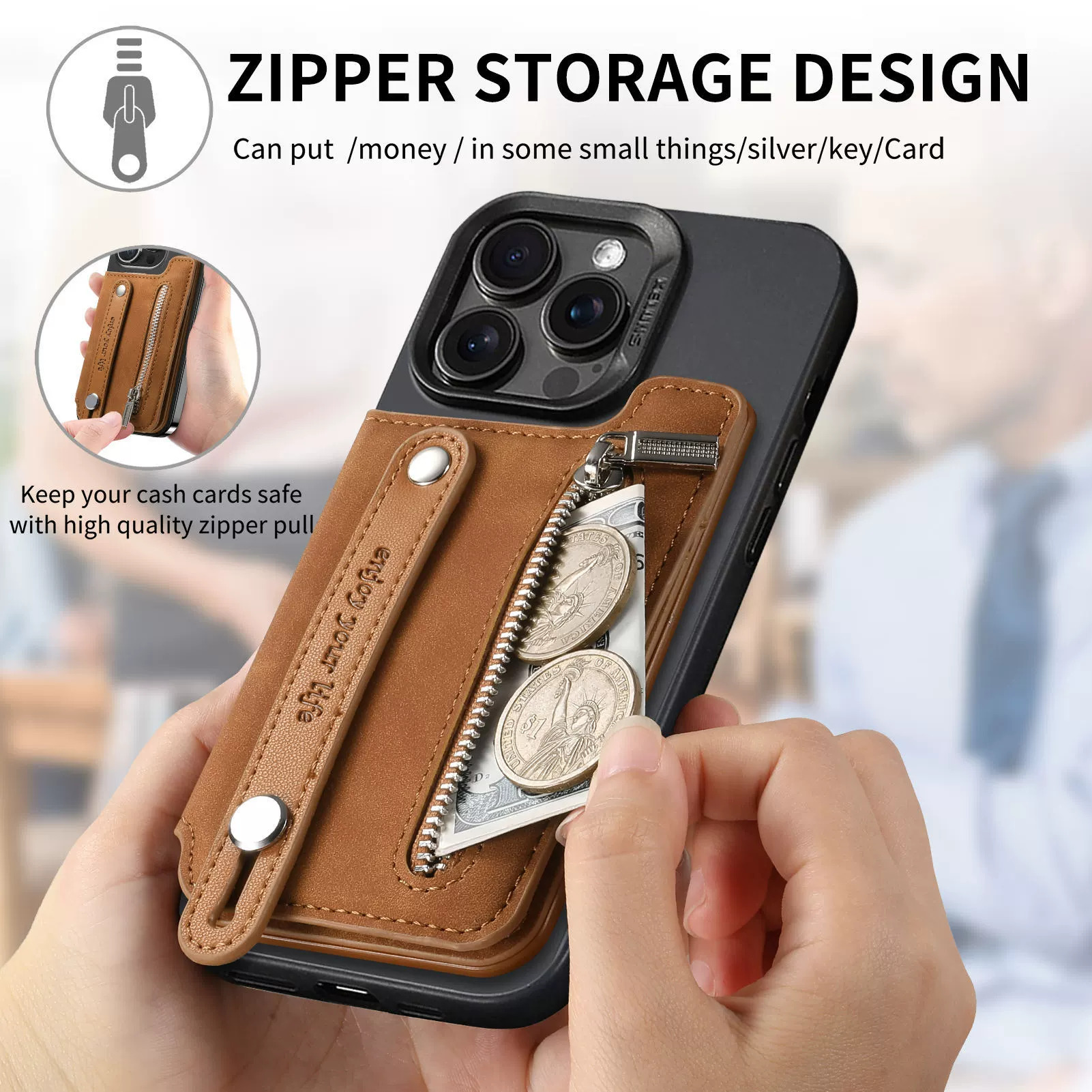 【1/2~8/31冬日特惠85折】創意小物館 Magsafe磁吸卡包卡套零錢夾 橙色