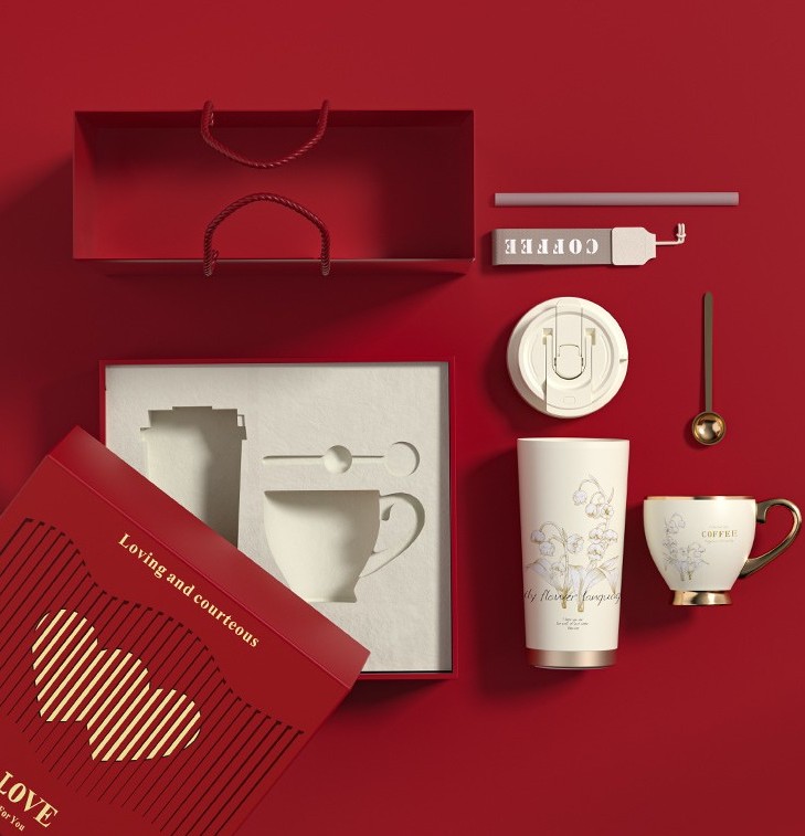 【1/2~8/31冬日特惠85折】創意小物館 鈴蘭花陶瓷內膽保溫杯&咖啡杯禮盒組 紅色