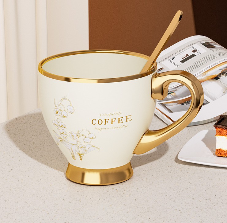 【1/2~8/31冬日特惠85折】創意小物館 鈴蘭花陶瓷內膽保溫杯&咖啡杯禮盒組 白色