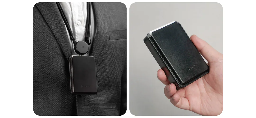 除了單獨使用之外，名片夾也可搭配 Zenlet 3 系列與掛繩二刀流，

以磁力輕鬆吸附即可轉換不同的場合與情境。