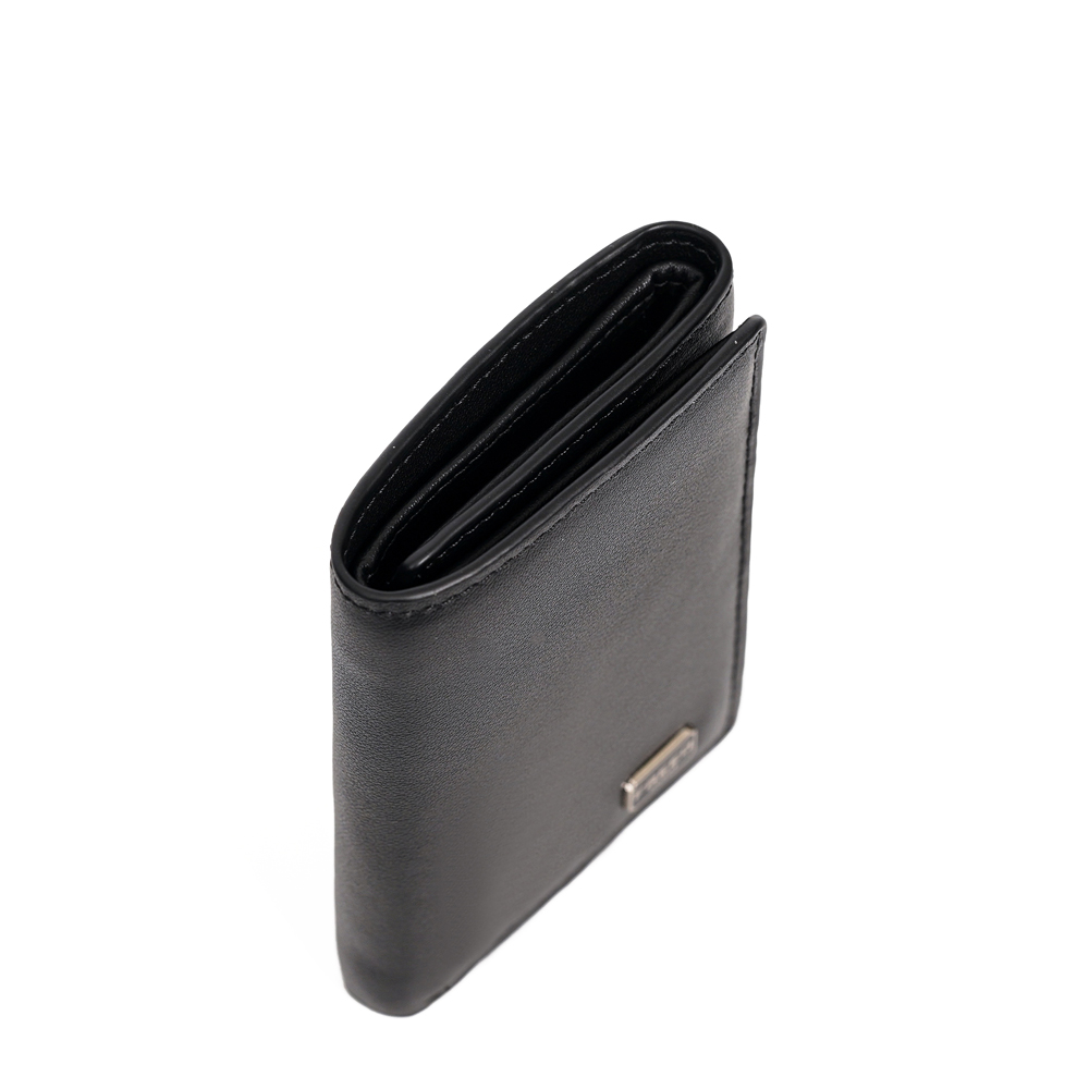 【FREED】紳士極潤頭層納帕(Nappa) 真皮三折短夾 - 黑色