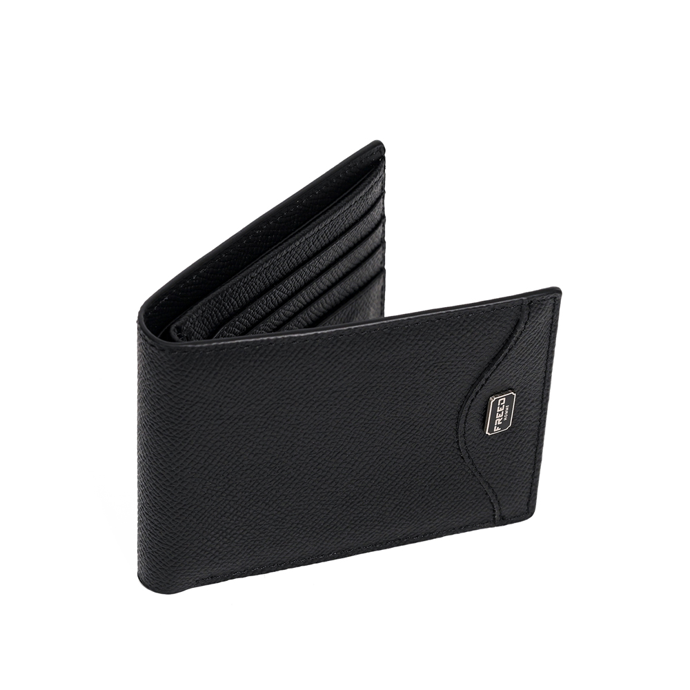 【FREED】經典 Epsom 粒面真皮短夾 - 黑色