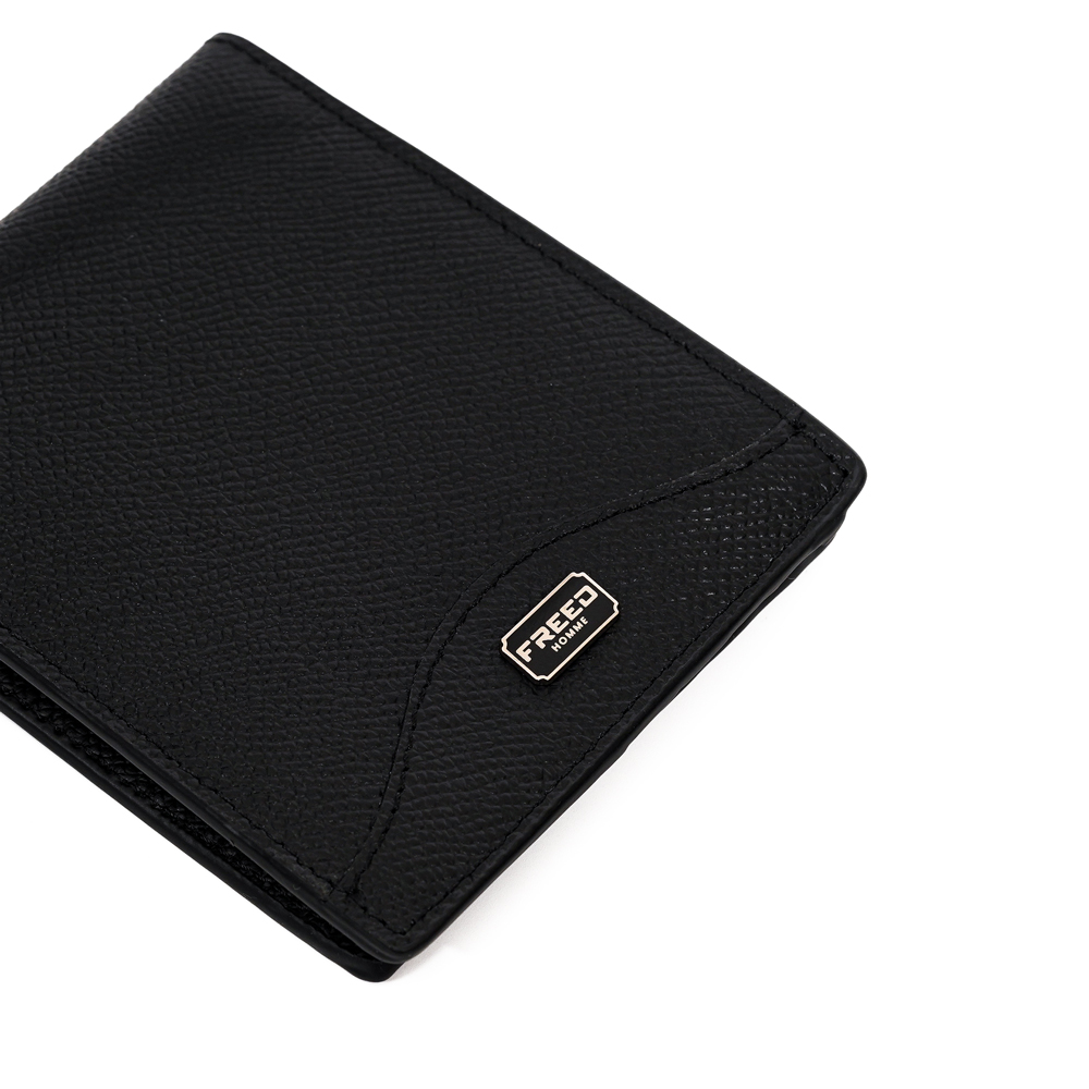 【FREED】經典 Epsom 粒面真皮短夾 - 黑色