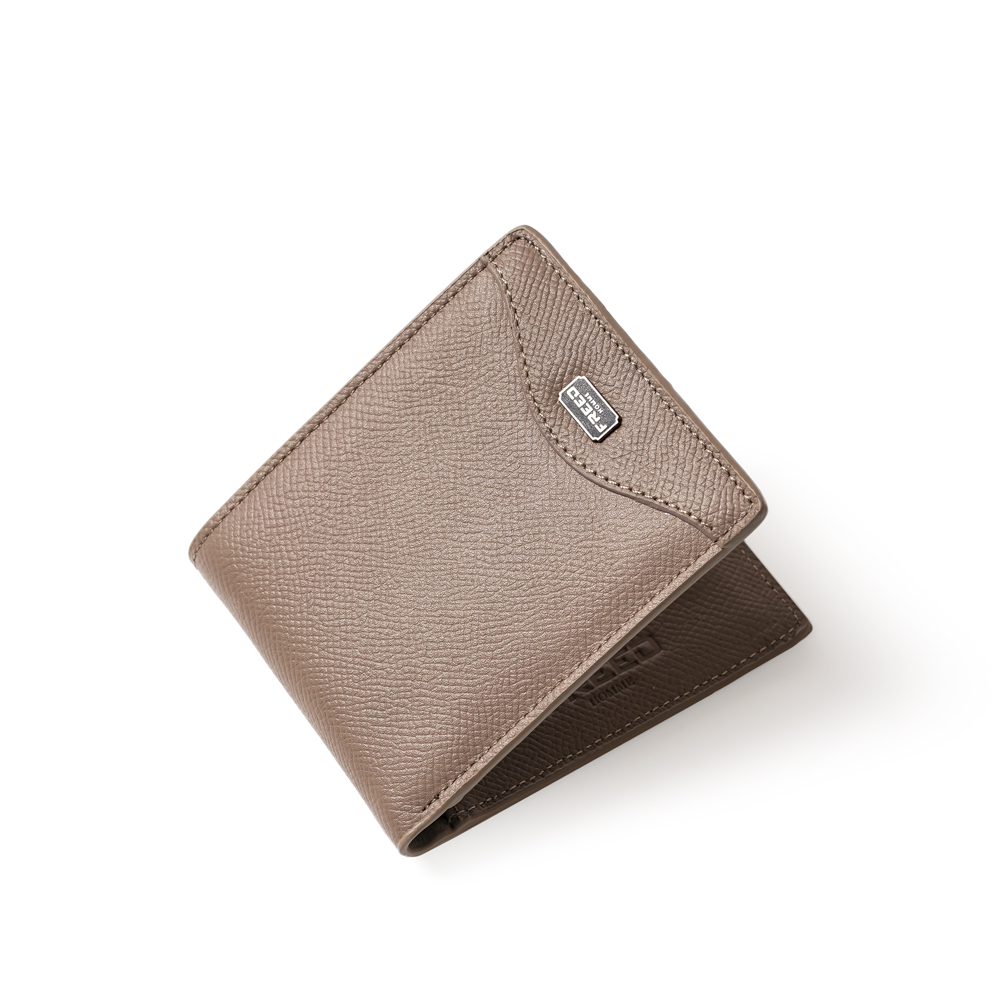 【FREED】經典 Epsom 粒面真皮短夾 - 沙丘棕