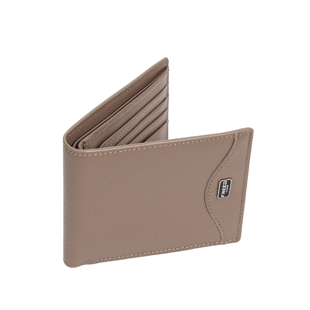 【FREED】經典 Epsom 粒面真皮短夾 - 沙丘棕