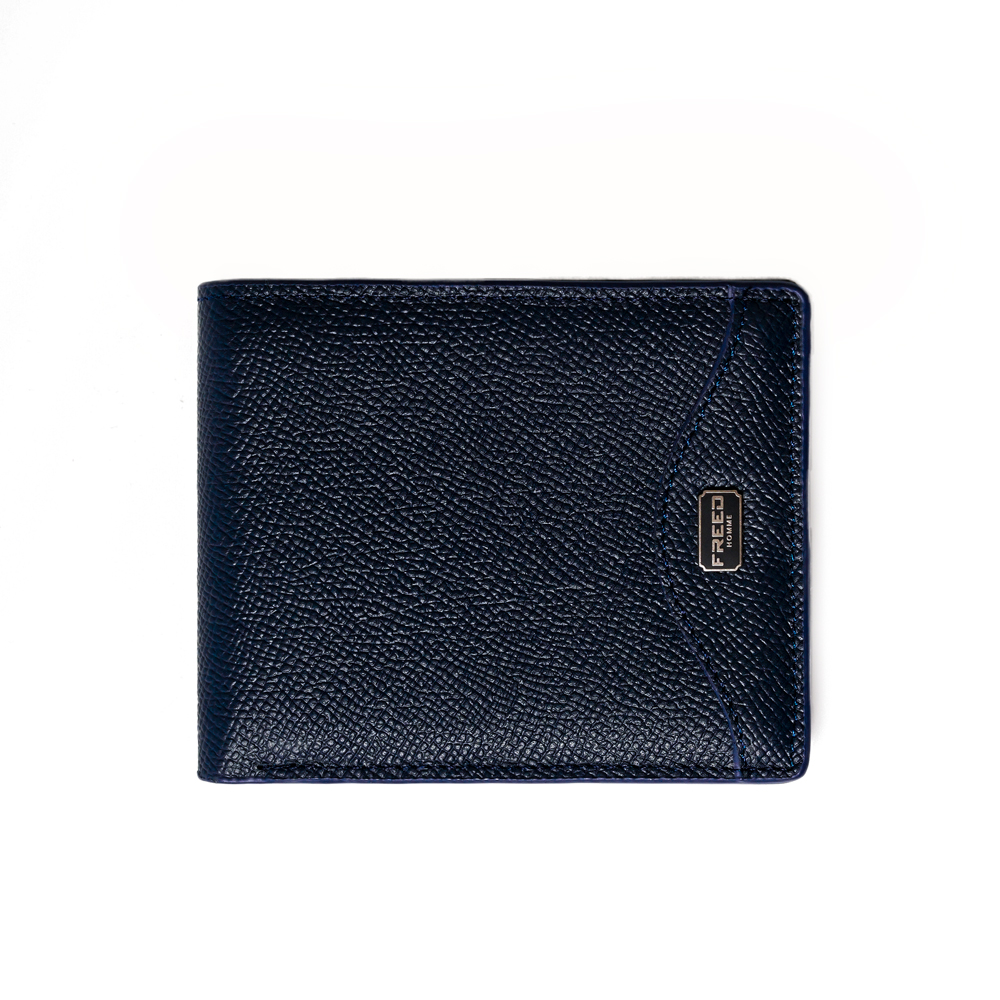 【FREED】經典 Epsom 粒面真皮短夾 - 海軍藍