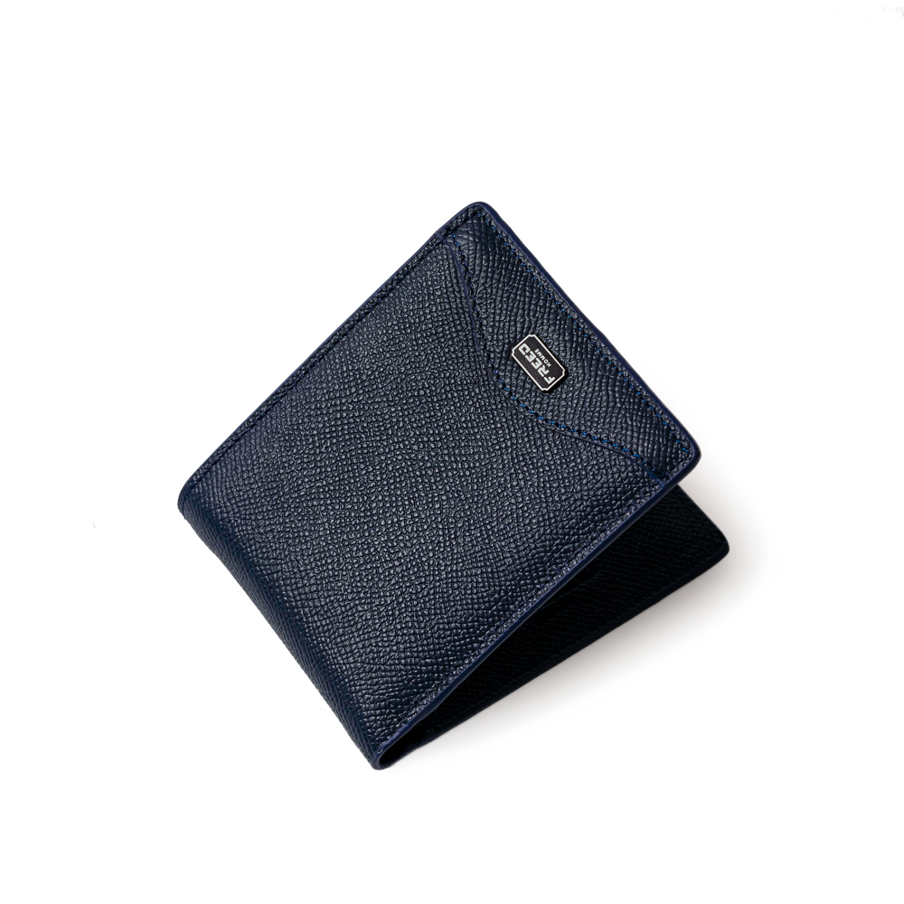 【FREED】經典 Epsom 粒面真皮短夾 - 海軍藍