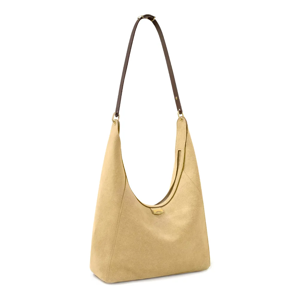 ADOLE 【伸縮兩用】Wàndering 單肩麂皮含內袋斜背包/大地駝(贈可拆式手機掛袋)