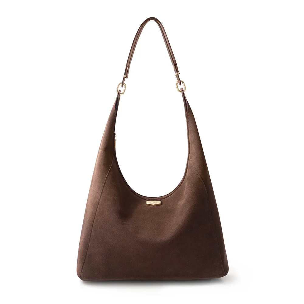 ADOLE 【伸縮兩用】Wàndering 單肩麂皮含內袋斜背包/可可(贈可拆式手機掛袋)