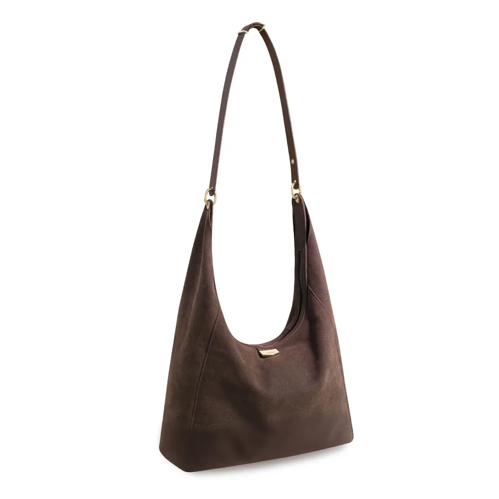 ADOLE 【伸縮兩用】Wàndering 單肩麂皮含內袋斜背包/可可(贈可拆式手機掛袋)