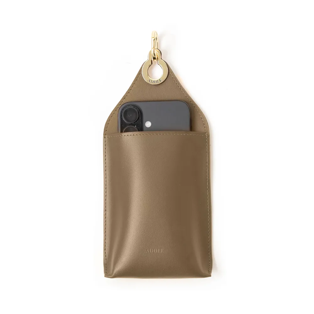 ADOLE 可拆式真皮手機掛袋 摩卡(袋身摩卡＋掛繩可可)