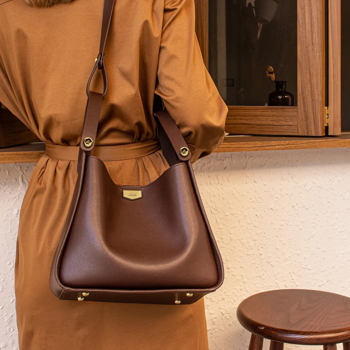 ADOLE A-Line手提肩背包/可可色(肩帶可選)胭粉色背帶