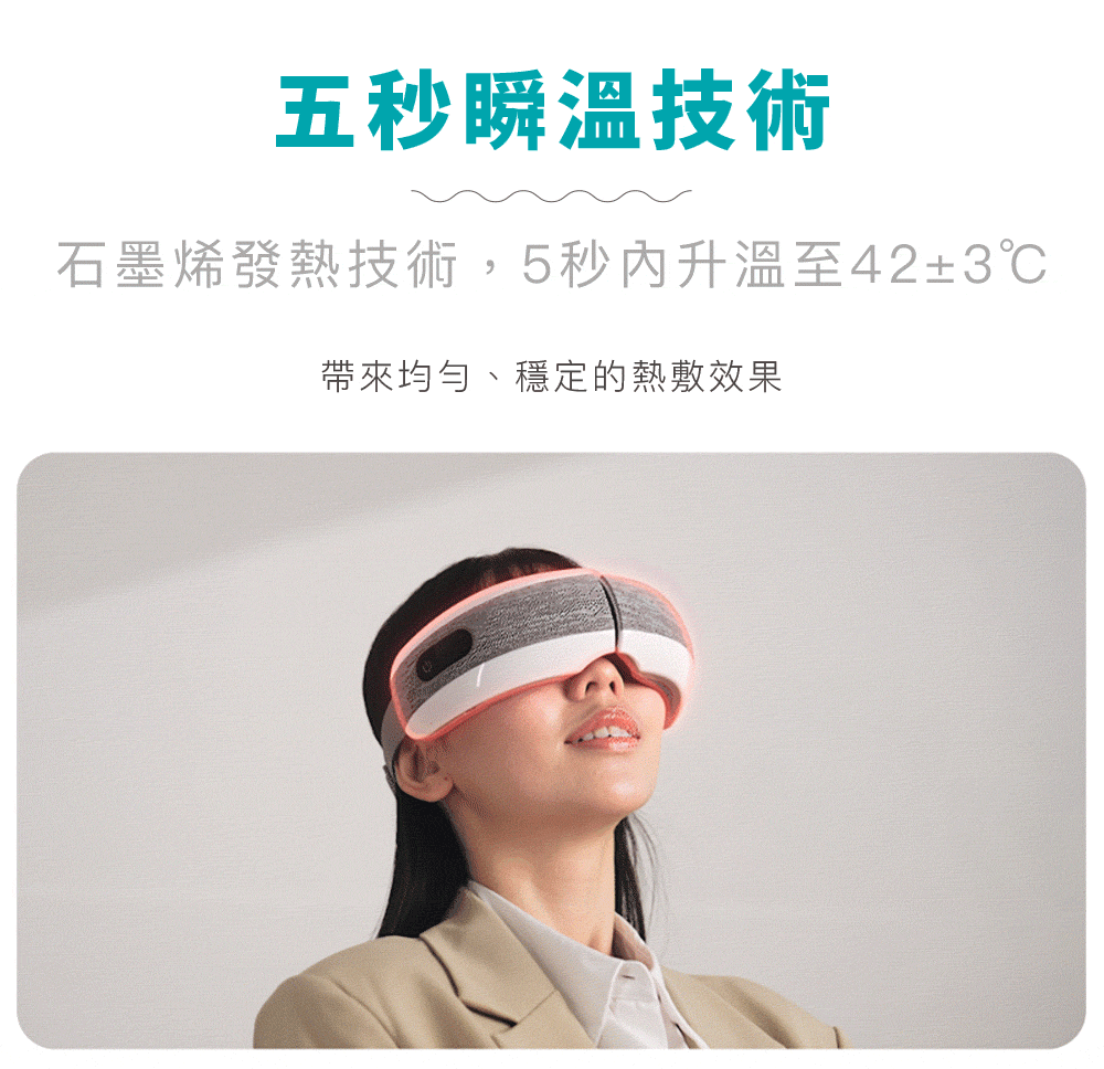 TAKASIMA 高島 眠眠兵 按摩眼罩 M-2209A 灰霧亮白