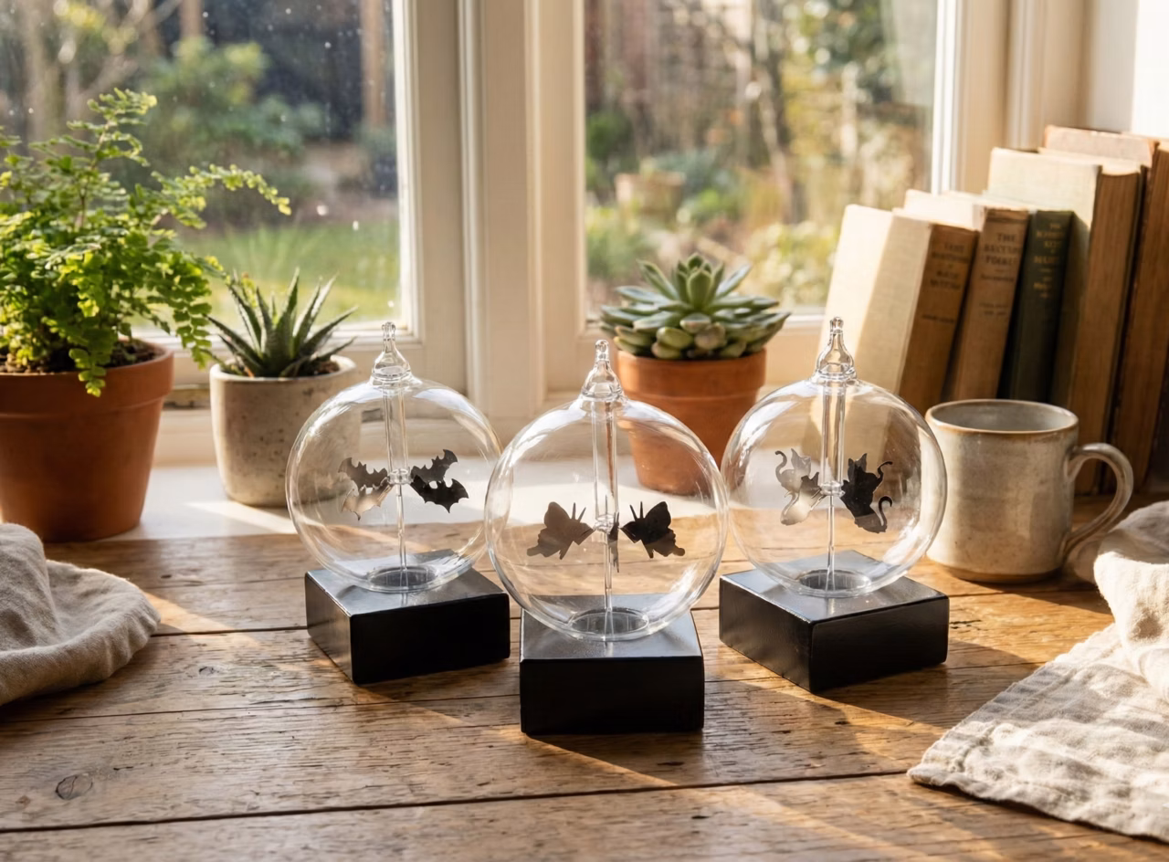 有蝴蝶在光中起舞、蝙蝠在陽光下盤旋、貓咪慵懶轉身——
三款造型各有風格，隨陽光角度與亮度變化，速度也會不同，彷彿光線真的有了生命。