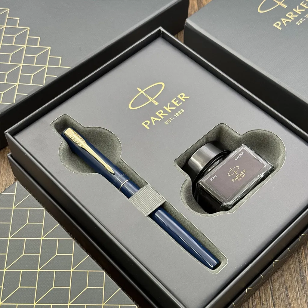 PARKER派克 威雅XL系列 天際藍香檳金夾（限定）鋼筆 墨水禮盒組