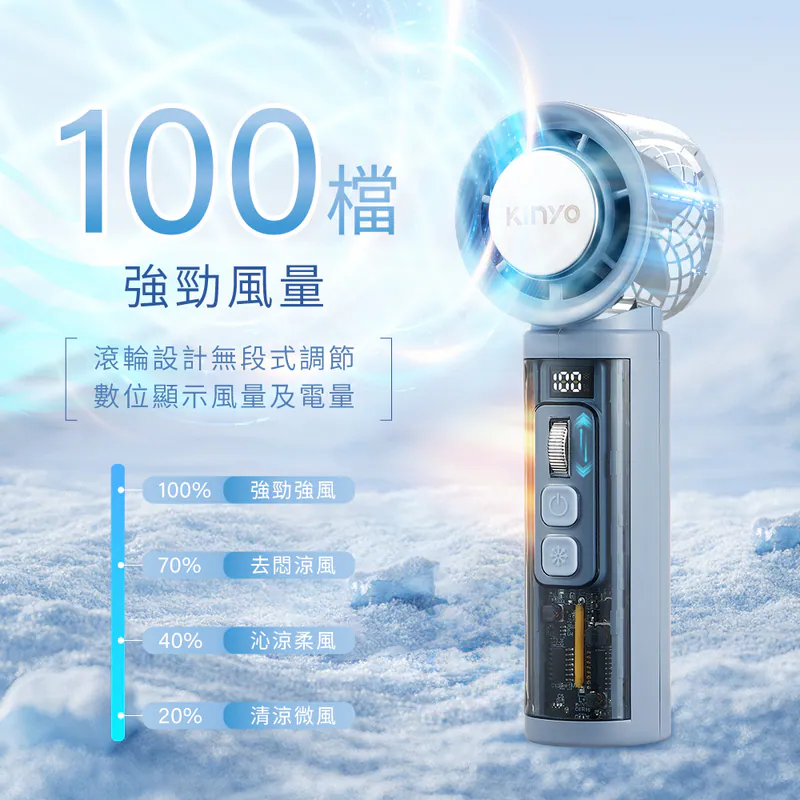 【KINYO】 裸透冰機充電風扇 (UF-3150)