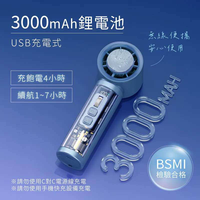 【KINYO】 裸透冰機充電風扇 (UF-3150)