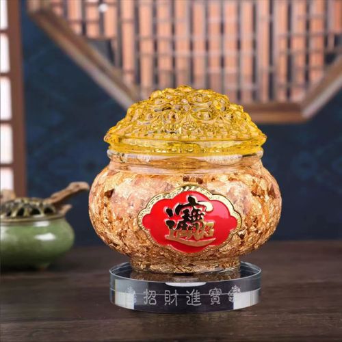 金箔聚寶盆水晶擺件