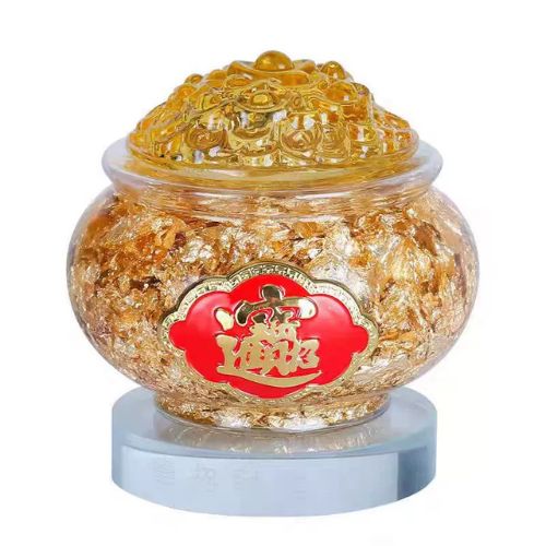 金箔聚寶盆水晶擺件