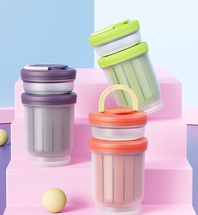 上班族便攜雙層沙拉鮮果杯-附叉勺