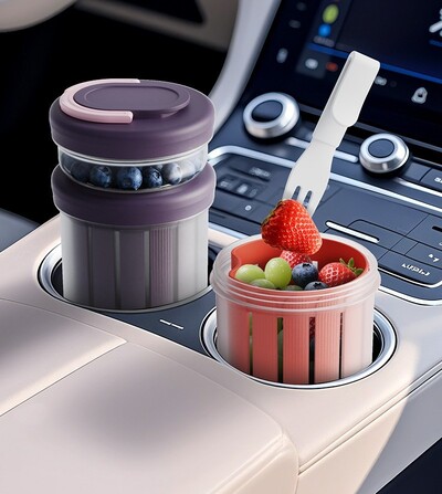 上班族便攜雙層沙拉鮮果杯-附叉勺